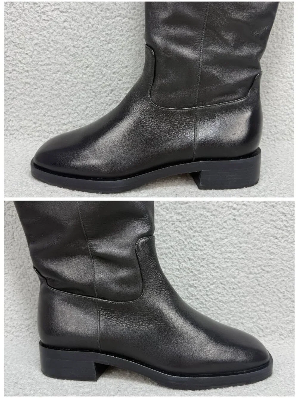 Larroude Boots Womens 7.5 Shoes Black Leather Anne Knee High Riding Square Toe